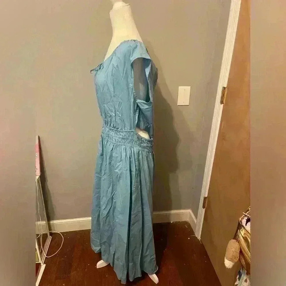 Faherty Cut Out Back Light Blue Amalfi Dress in Delphinium Size X-Large - Picture 4 of 15